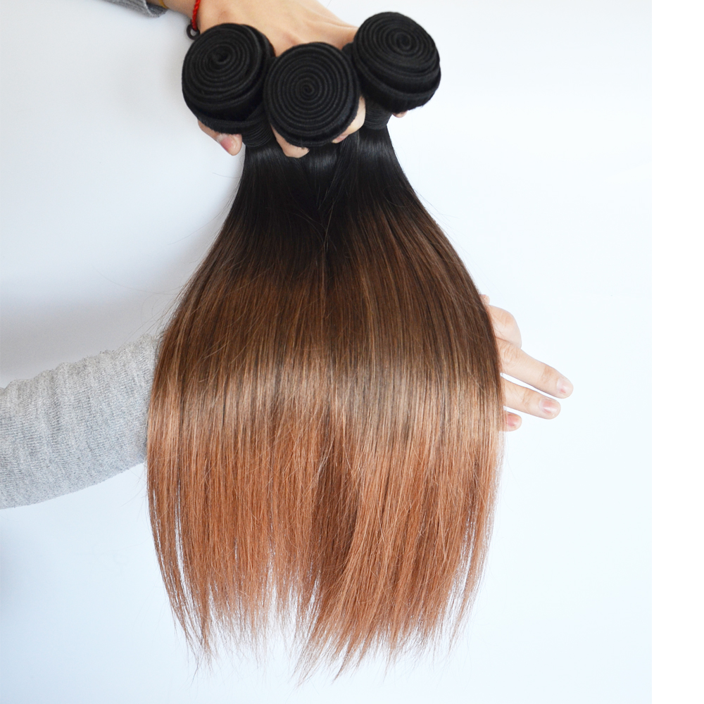 Ombre color Straight hair weave high quality hair bundles YL092